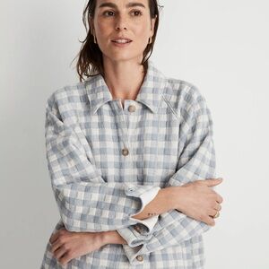 Madewell Blue and White Gingham Quilted Jacket NWT